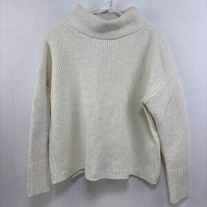 Philosophy Women's Cream Mock Neck‎ Ribbed Sweater Size L Academia Comfy Boho
